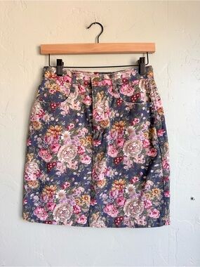 90’s Vintage Not Guilty Floral Cottage Denim‎ High Rise Mini Skirt Sz 11/12 EUC